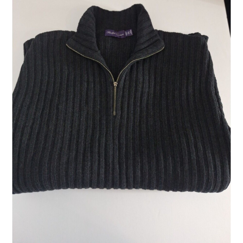 Ralph Lauren Purple Label Men's XXL 100% Cashmere 1/4 Zip Knit Pullover Sweater